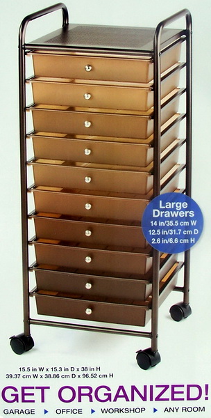 New Rolling 10 Drawer Scrapbook Storage Organizer Cart  