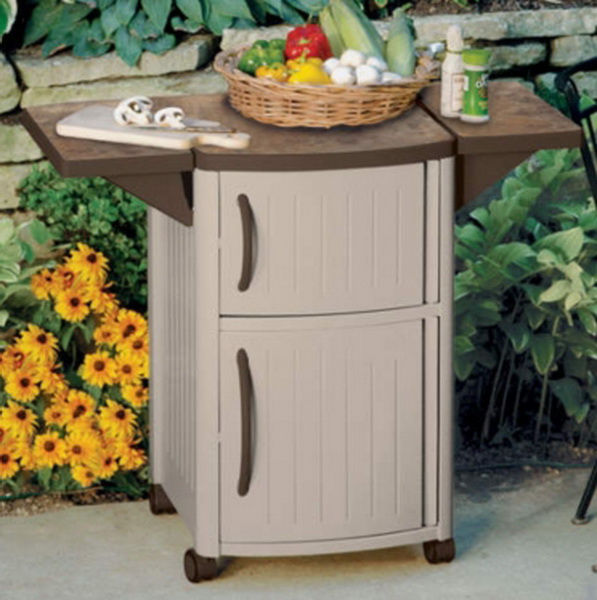 New Rolling Outdoor Serving Station BBQ Patio Grill Party