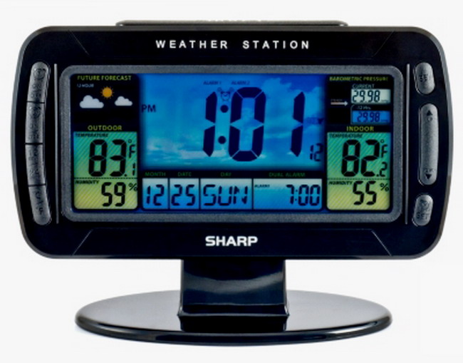 New Sharp Electronic Wireless Weather Station Clock Digital Hydro