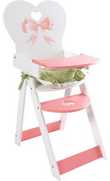 New Pink White Doll Cradle & High Chair Set Pretend Play Girls Toy 