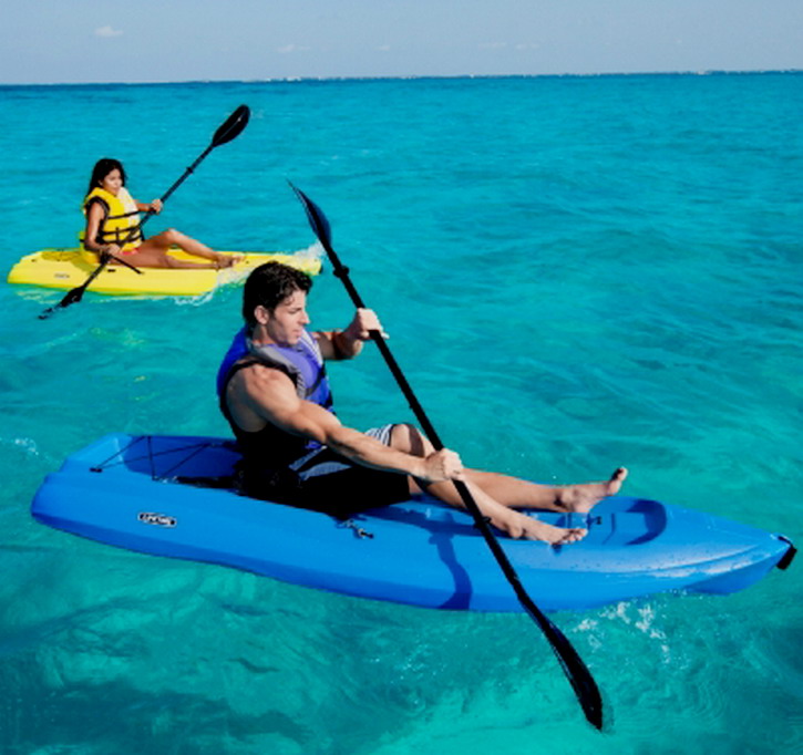 New 2 Sea Kayaks 8' Adult & 6' Youth with Paddles Lake Paddle Board