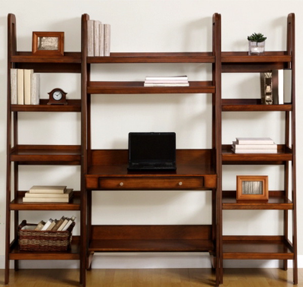 New Ladder Style Wooden Bookcase Shelving Wood Display Shelves Birch
