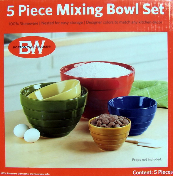 NEW 5 Piece Multi Colored Stoneware MIXING BOWLS SET eBay