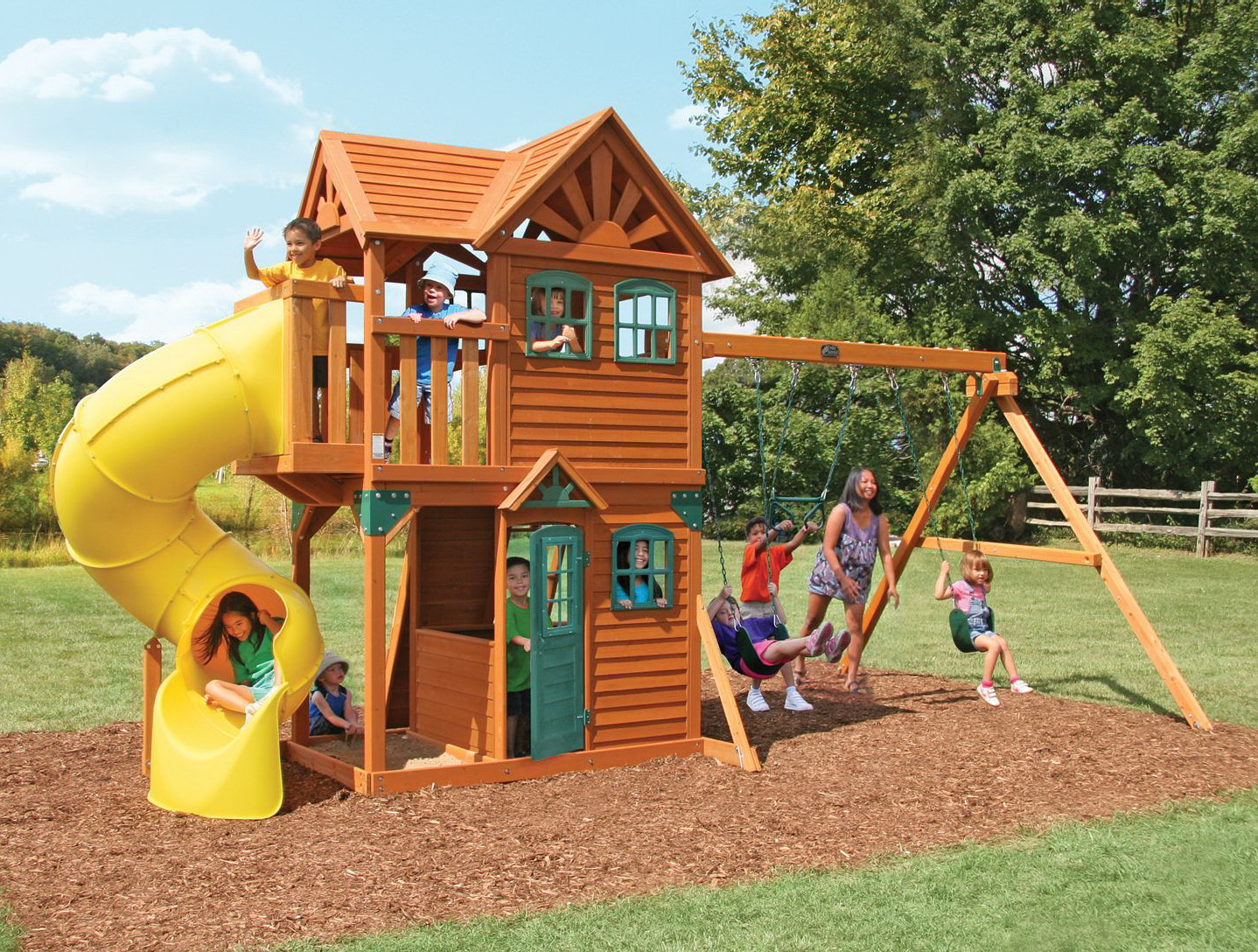 New Giant Outdoor Wood Playground Play Set Wooden Kid's ...