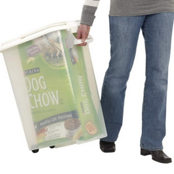 New Air Tight Rolling Pet Dog Food Plastic Container Dispenser up to 60