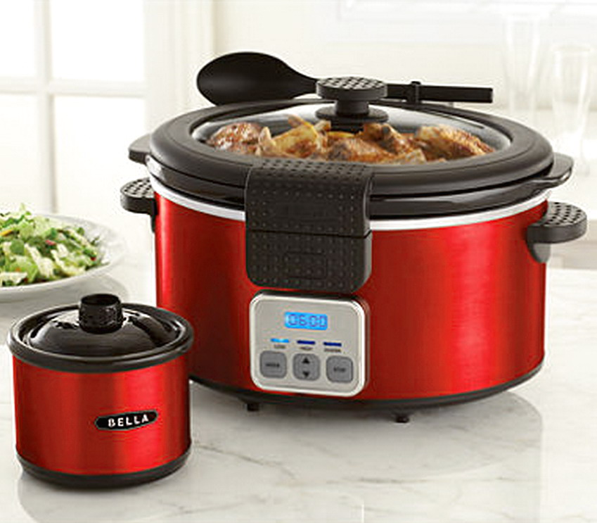 new-bella-programmable-6-quart-red-oval-slow-cooker-crock-pot-with