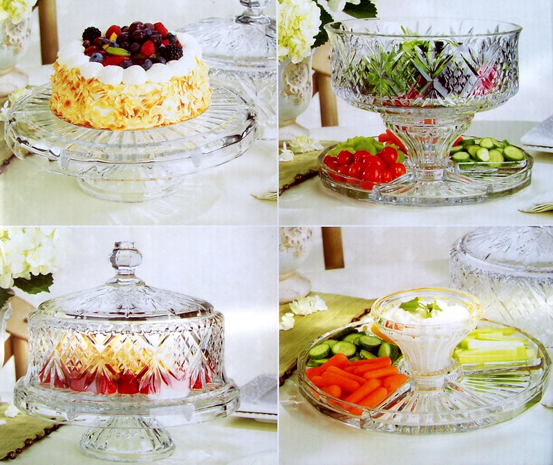 NEW Shannon Crystal DOMED CAKE STAND Salad / Punch Bowl