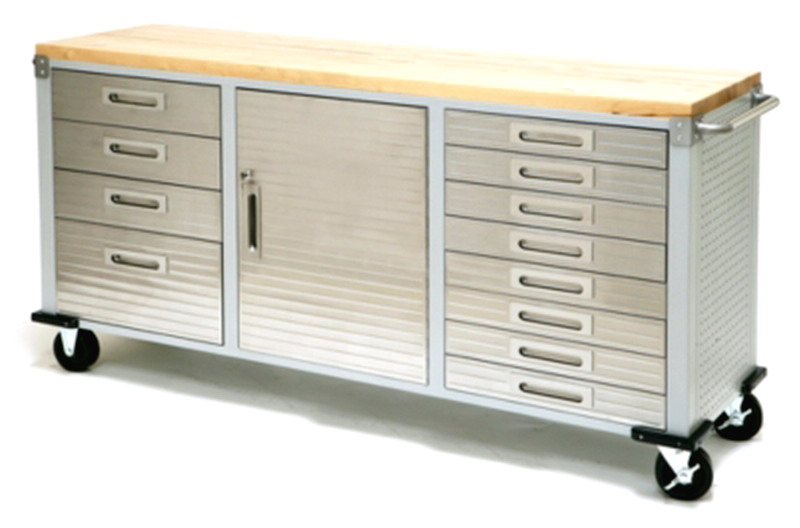 New 12 Drawer Tool Cabinet Work Bench Stainless Steel Wood Top 6' Wide 