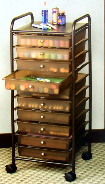 New Rolling 10 Drawer Scrapbook Storage Organizer Cart  