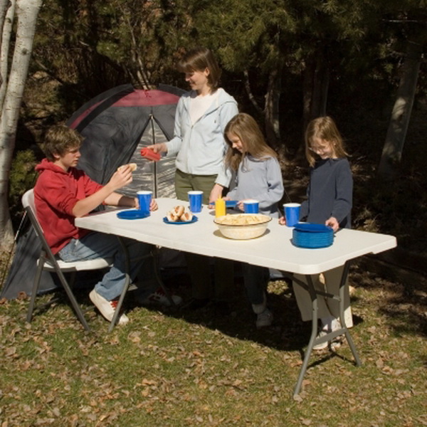 New Portable 6 Lifetime Folding Plastic Table +Handles  