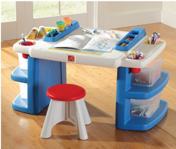 New Step 2 Kids Big Activity Table Art Center Toy Stool & 3 Storage ...