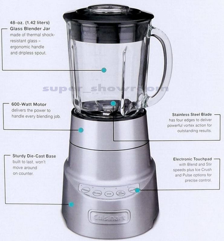 New Cuisinart SmartPower Deluxe 600 Watt Blender 48 oz. Glass Jar 