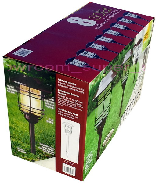   of 8 Stainless Steel Solar Pathway LED Path Landscape Lights Lighting