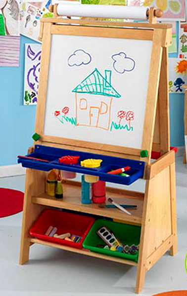   Kids Wood Art Easel dry erase chalkboard & paper roll painting  