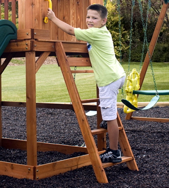 New Kids Big Cedar Swing Set Slide Clubhouse Playground  