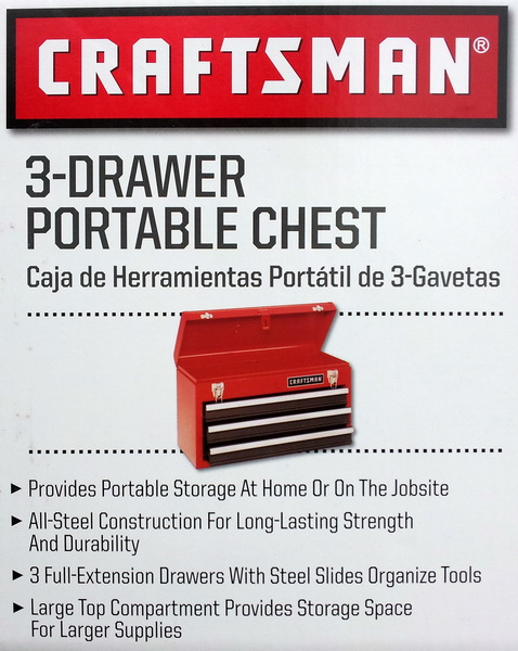   Craftsman 3 Drawer Toolbox Portable Tool Chest Locking Latch Red Box