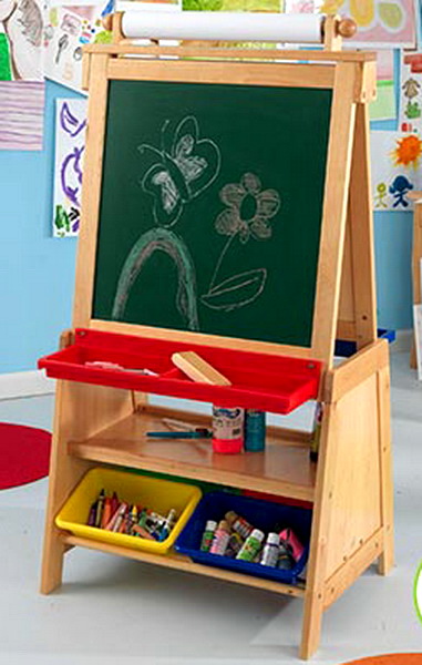   Kids Wood Art Easel dry erase chalkboard & paper roll painting  