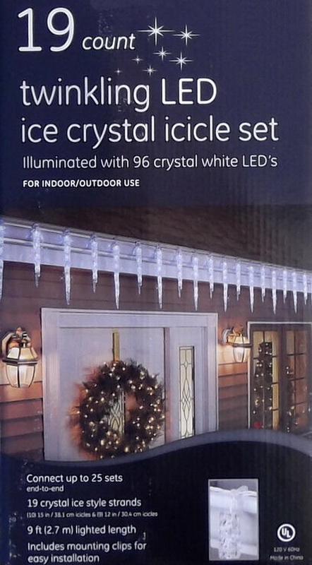 New GE 19 LED Hanging Icicle Christmas Lights Set 9 ft Long Outdoor 