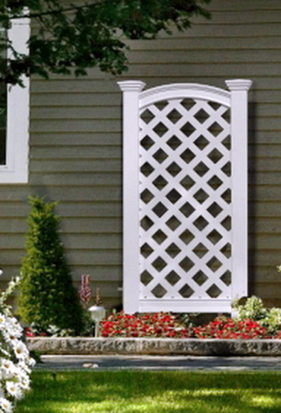   Outdoor Decorative Lattice Privacy Screen White Vinyl Finish  