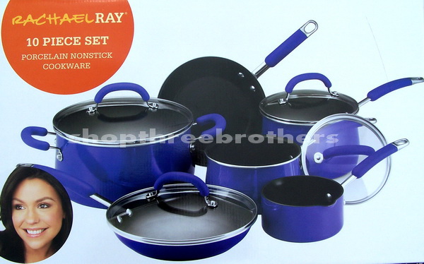 Non stick Interior, Glass Lids, Blue Finish and Blue Silicone Handles