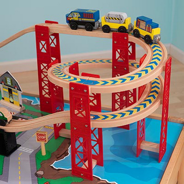   Piece Wood Toy Train Set & Table Airport Brio Thomas Compatible  