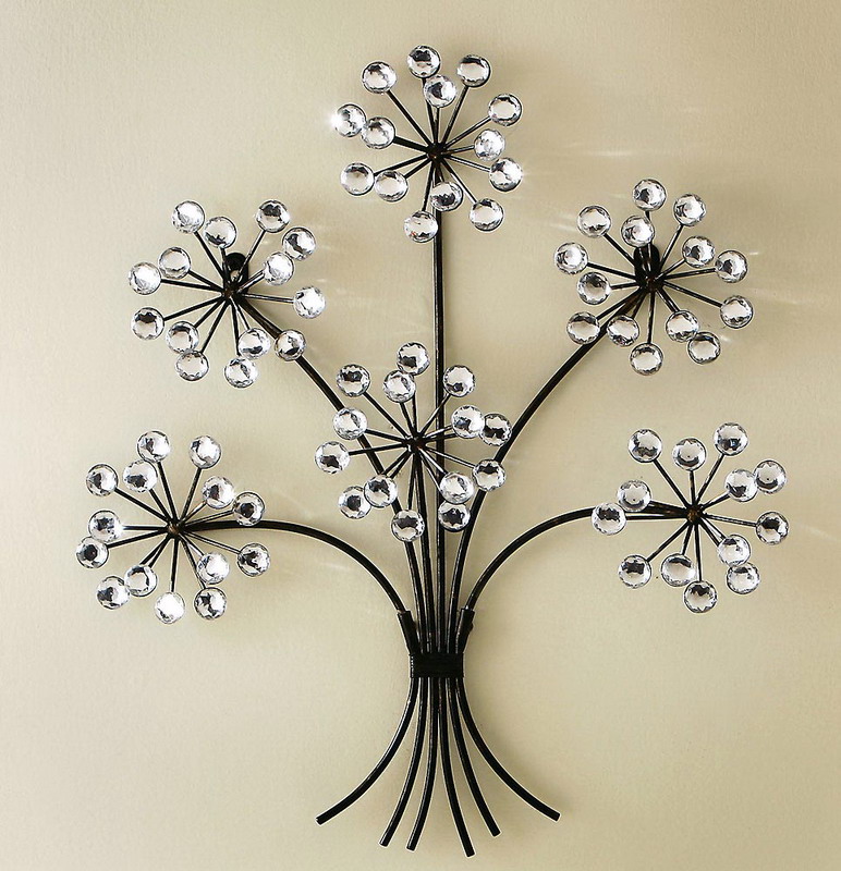 New Metal Tree Wall Decoration Glass Crystal Blossoms Art Home Decor