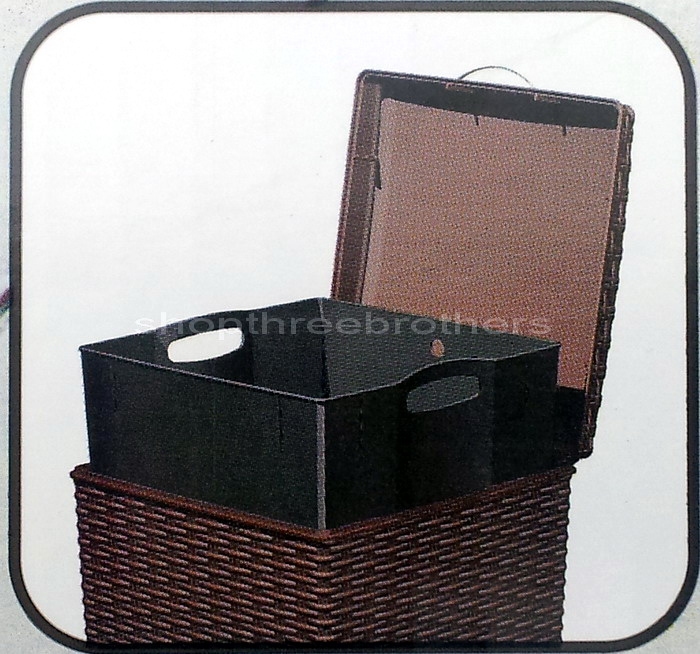   Wicker Trash Can Bin Waste Basket Deck Outdoor Patio 30 Gallon  